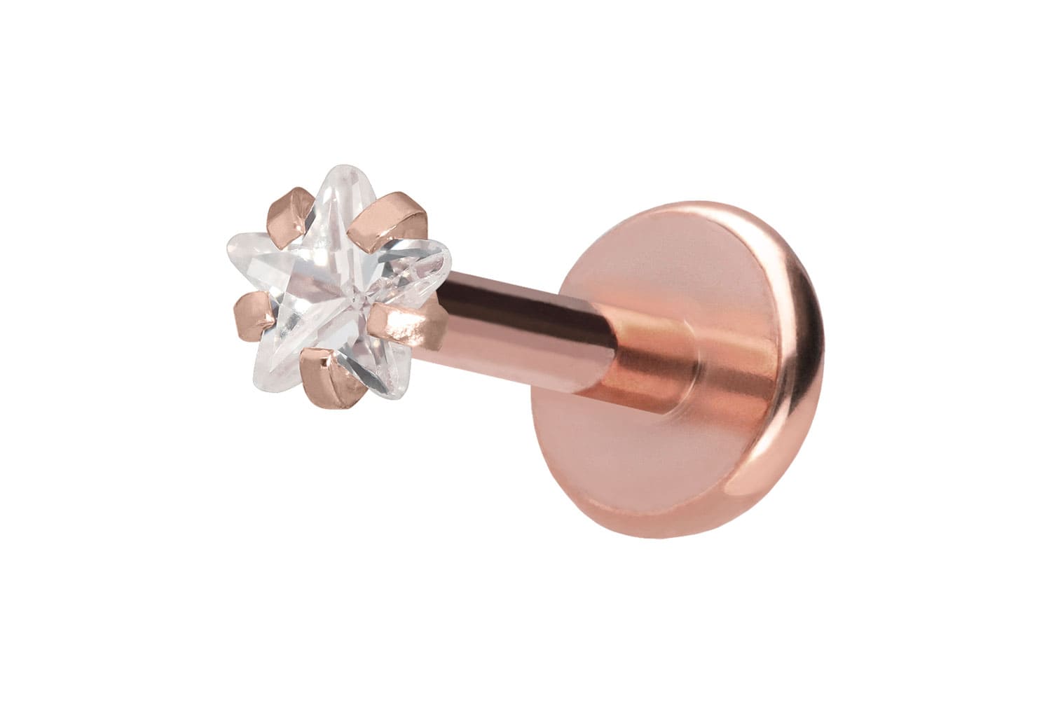 Titan Labret Piercing mit Push Fit KRISTALLSTERN